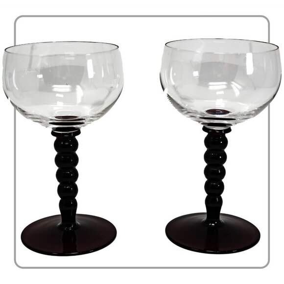Black Cherry Bubble Stem Glasses (set of 2) - Picture 1 of 5
